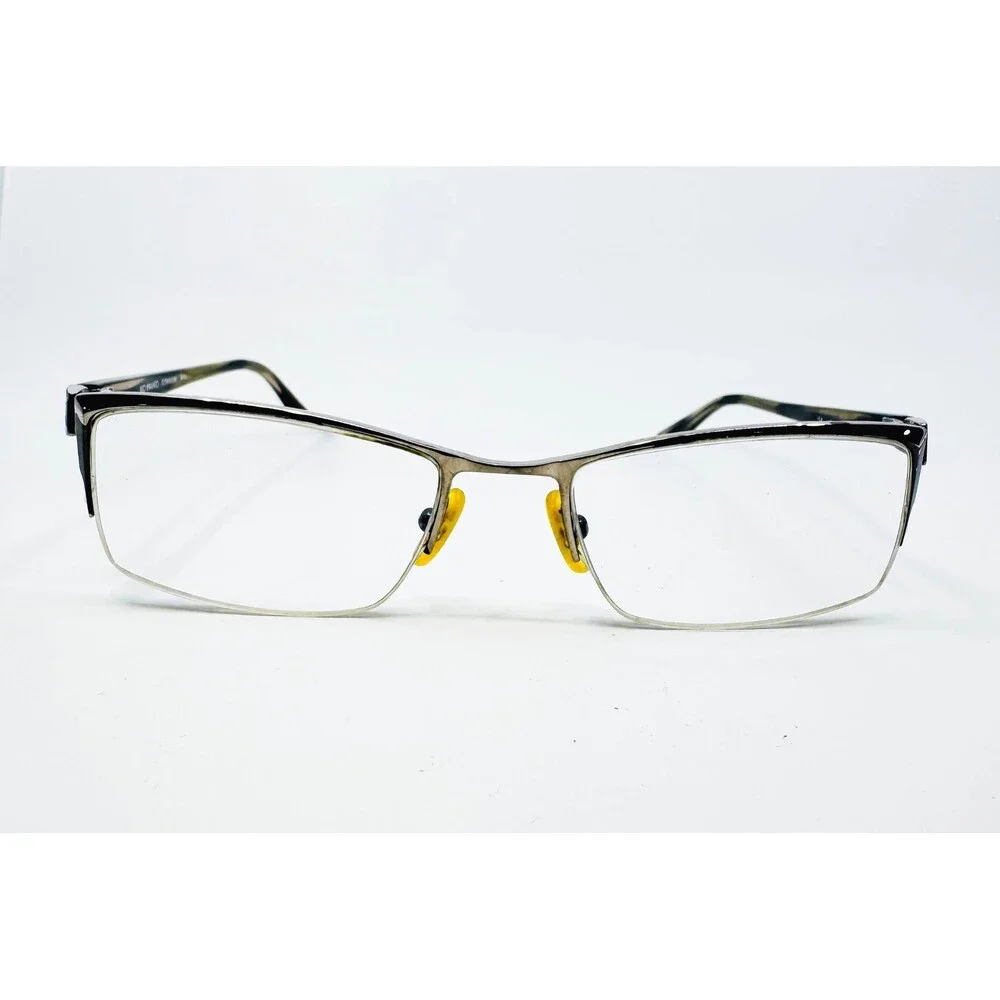 Kio Yamato Eyeglasses Womens Silver Black Titanium Rectangle 53-19-136 43020